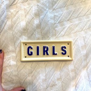 Girls door sign from Fish’s Eddy